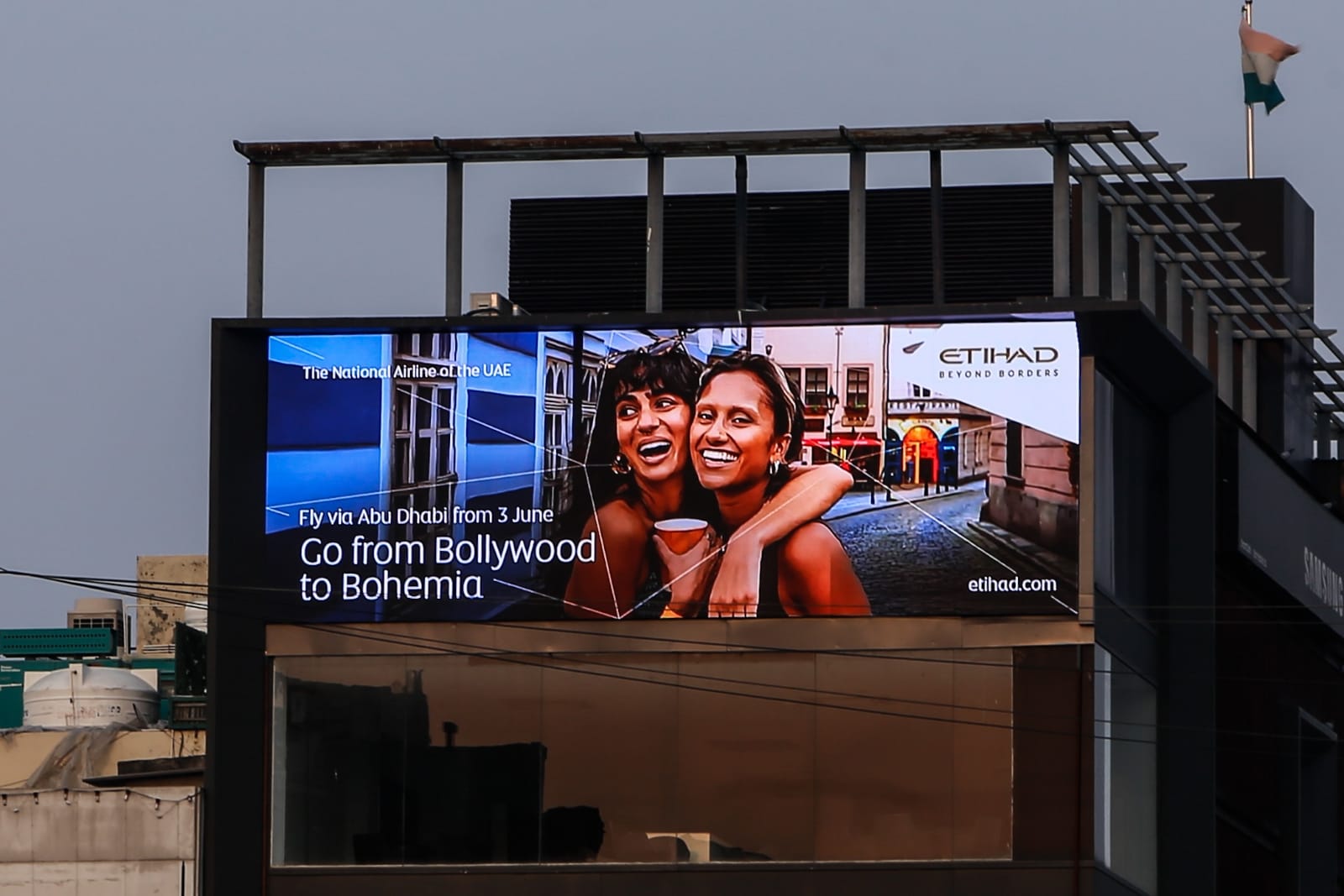 Outdoor LED billboard before AI animation